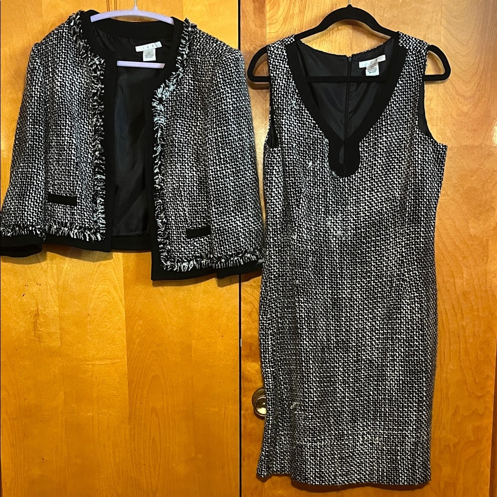 Ice Size 14 Black and White Textured Dress and Blazer